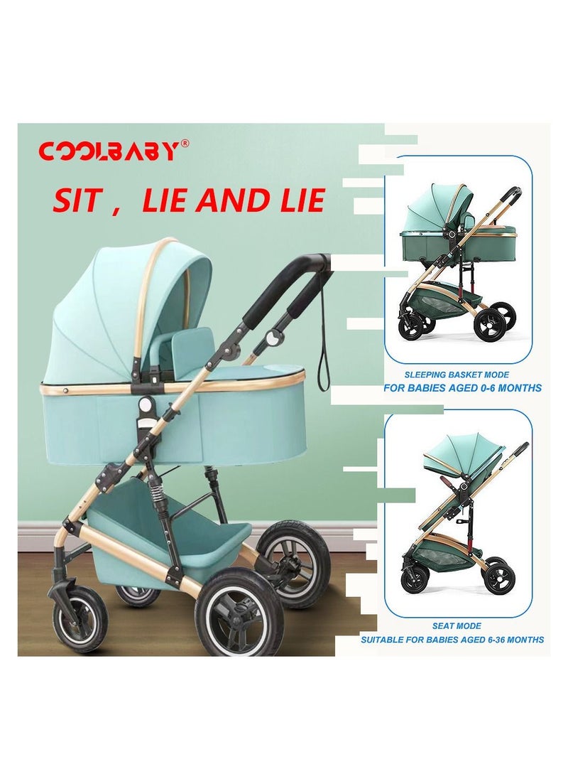 Foldable stroller, 4 wheels, Travel stroller, 4 wheels shock-proof, Travel stroller, easy to carry - wheels adjustable