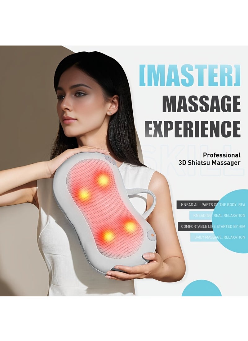 1pc Shiatsu Back And Neck Massager With Heat, Deep Tissue Kneading, Electric Massage Pillow For Back, Shoulders, Legs, Foot, Body Muscle Relax, Use At Home, Car, Office