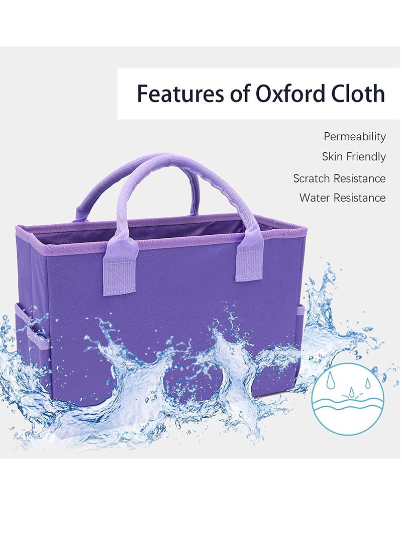 Organizer Storage Tote Bag for Art and Craft Supplies with Pockets, Purple Oxford Tote Bag for Artist, Kid, Teacher