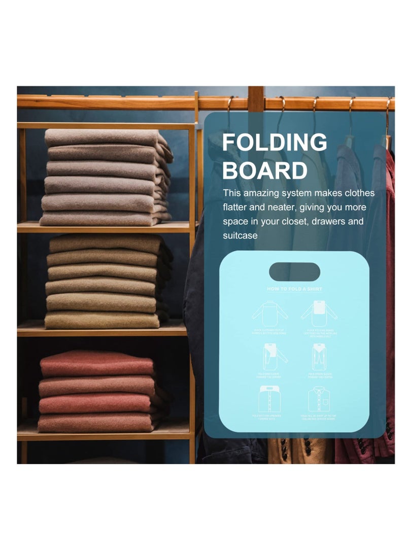 2Pcs Laundry Folding Boards T Shirts Clothes Folder Closet Storage Drawer Organizer Shirt Folding Board For Laundry Folding Help For Laundry Folds T-Shirts Polos And Dress Shirts Sky-blue