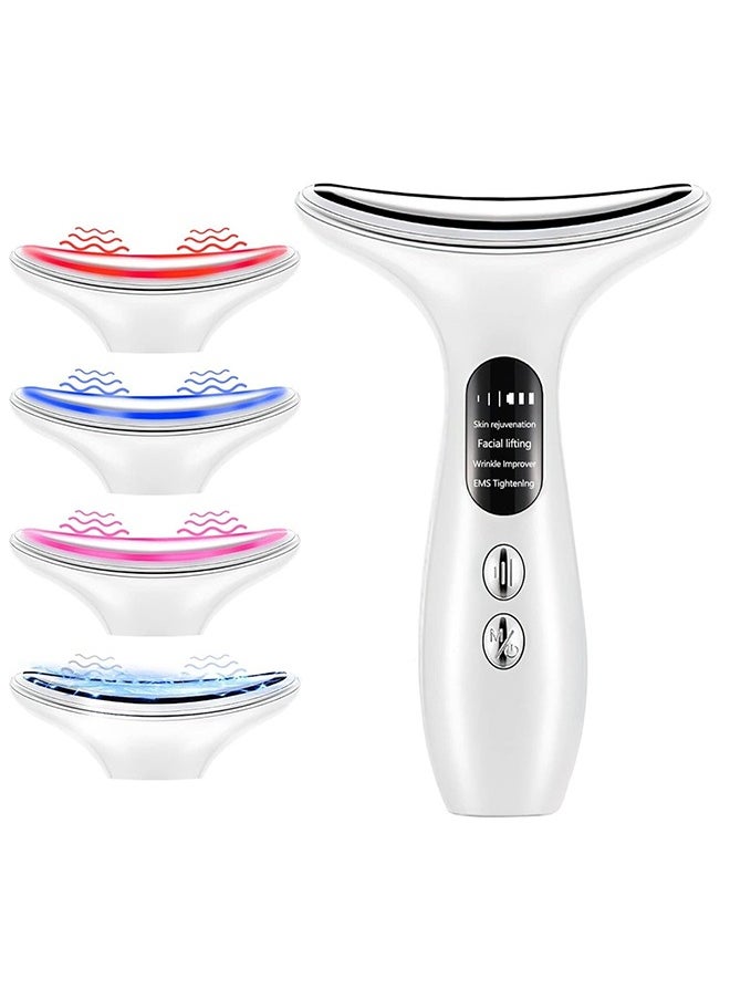 Electric Neck Face Lifting Contouring Tool Massager With 3 Colors Of LED Heating And Vibrating