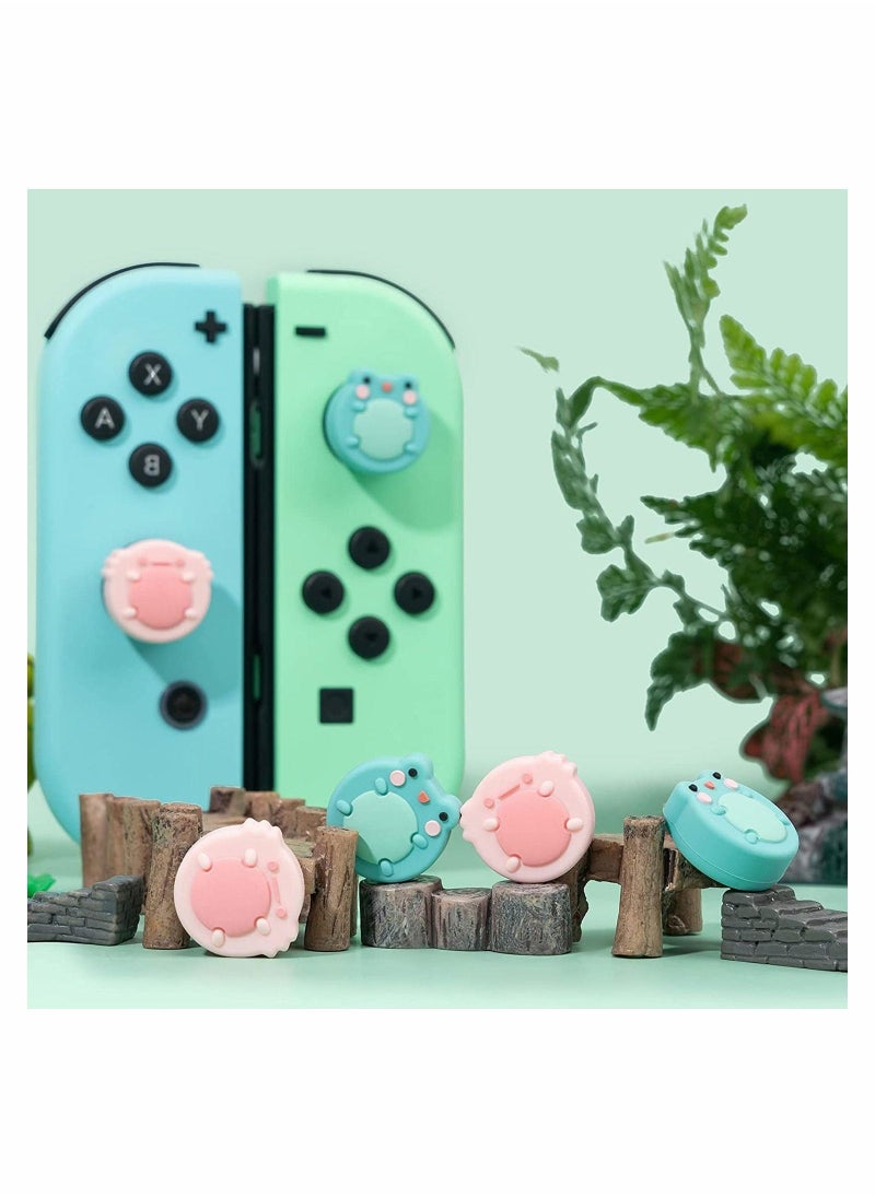 Cute Switch Thumb Grip Caps Compatible with OLED Lite Console Animal Theme Soft Anti-slip Silicone Analog Stick Button Cover for Joy Con Controller 4PCS Joystick Cap