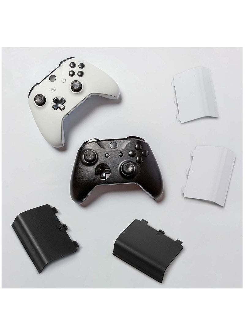 Replacement Battery Cover Shell Battery Cover Doors Battery Back Shell Repair Part Compatible with Xbox One Wireless Controller, Black, White(10 Pieces )