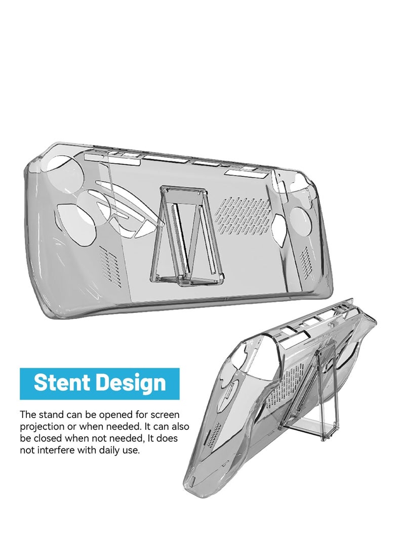 Transparent PC Crystal Protective Case for Rog Ally with Kickstand, Shockproof Non-Slip Anti-Collision Crystal Protective Case, Suitable for Rog Ally(3PCS: 1 Protective Film +2 Tempered Film)