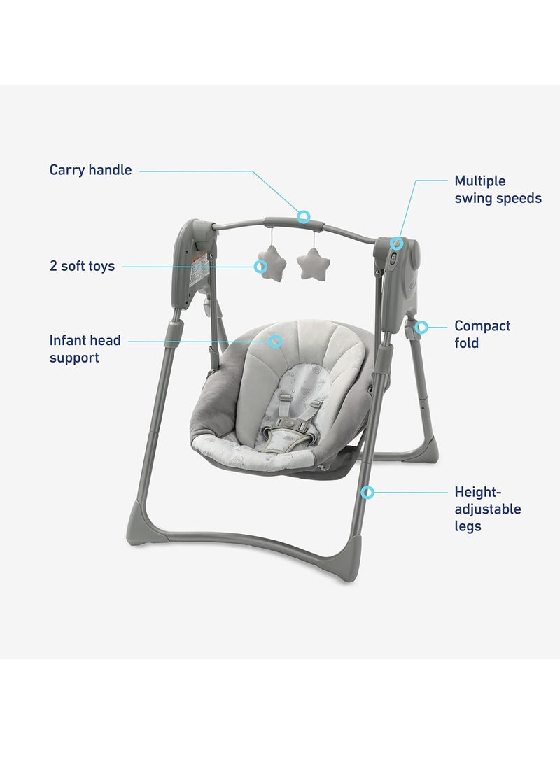 Graco Slim Spaces Compact Baby Swing, Reign