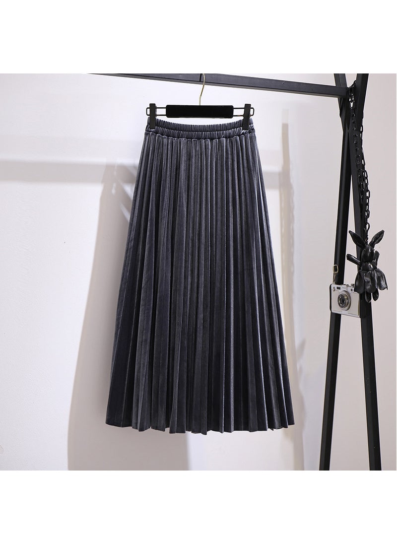 Plus Size Womens Pleated Skirt Autumn 2024 Gray (shipped within 10 days)