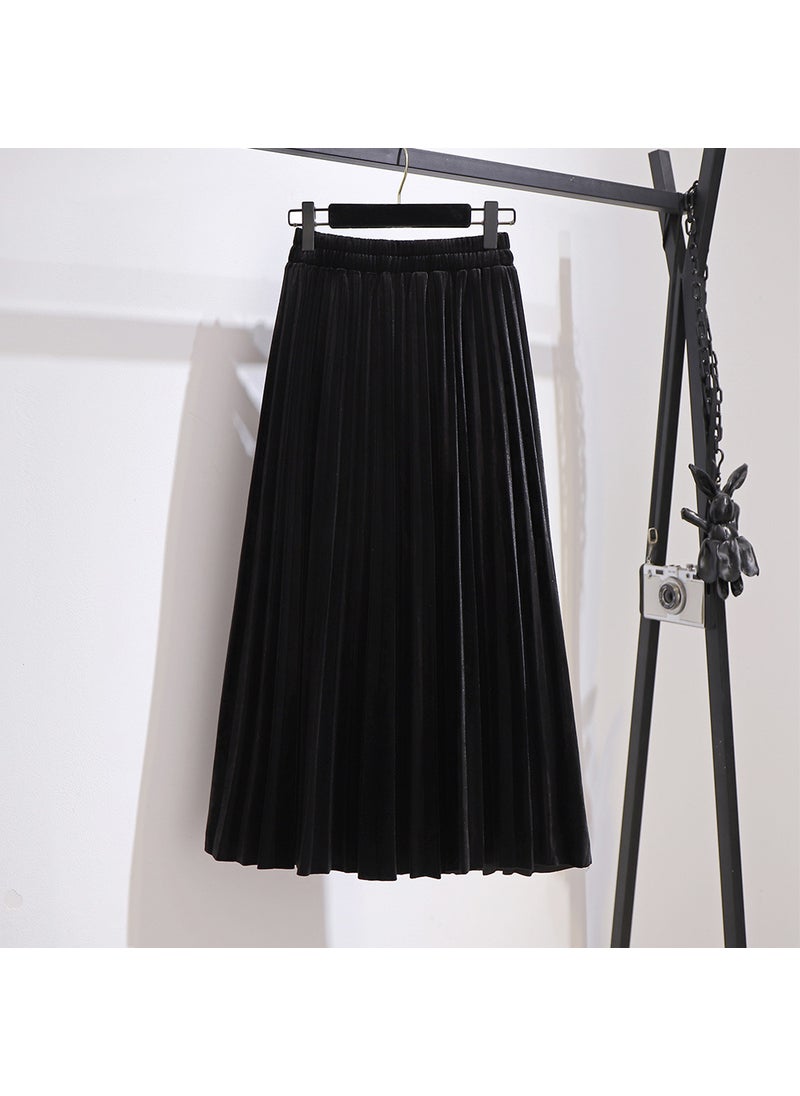 Plus Size Womens Pleated Skirt Autumn 2024 Black (delivered within 48 hours)