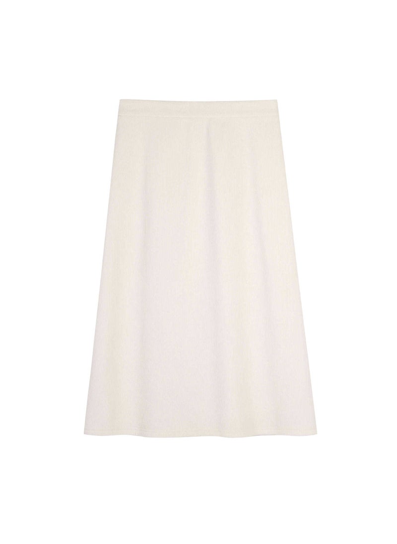 Plus Size High Waist Slit Midi Skirt Autumn Winter Thickened Slimming Cream White