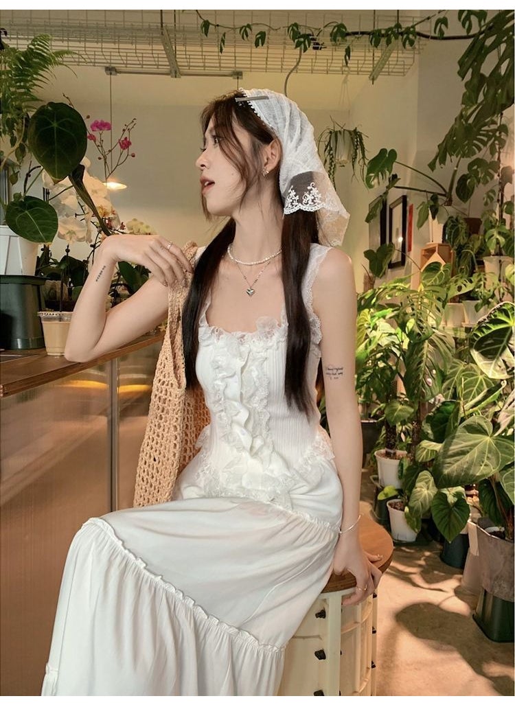 Lace Camisole  Maxi Skirt Set for Women suit * 8139 Top Skirt