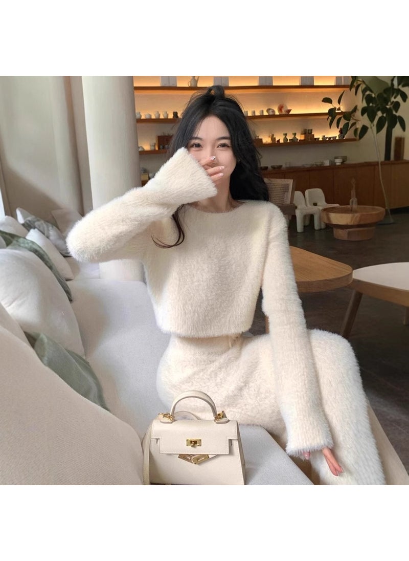 Elegant Knit Sweater Skirt Set Guangzhou Pink