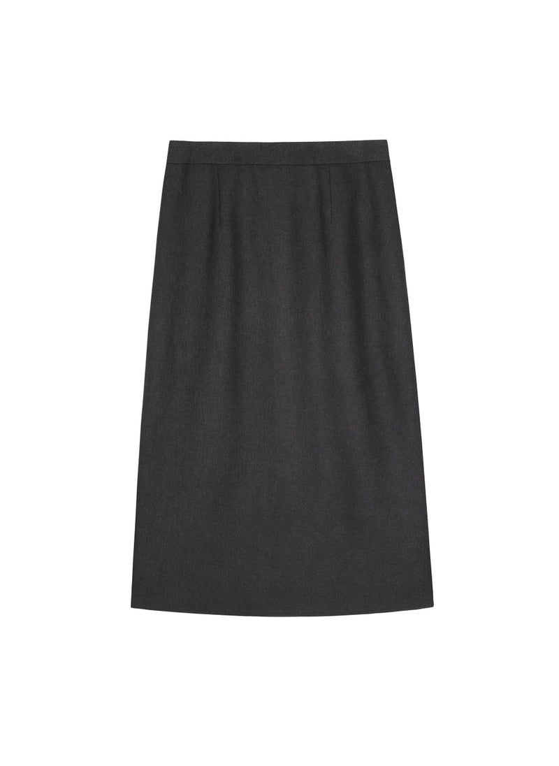 Chic High Waist A-Line Midi Skirt for Plus Size 63547b carbon gray skirt