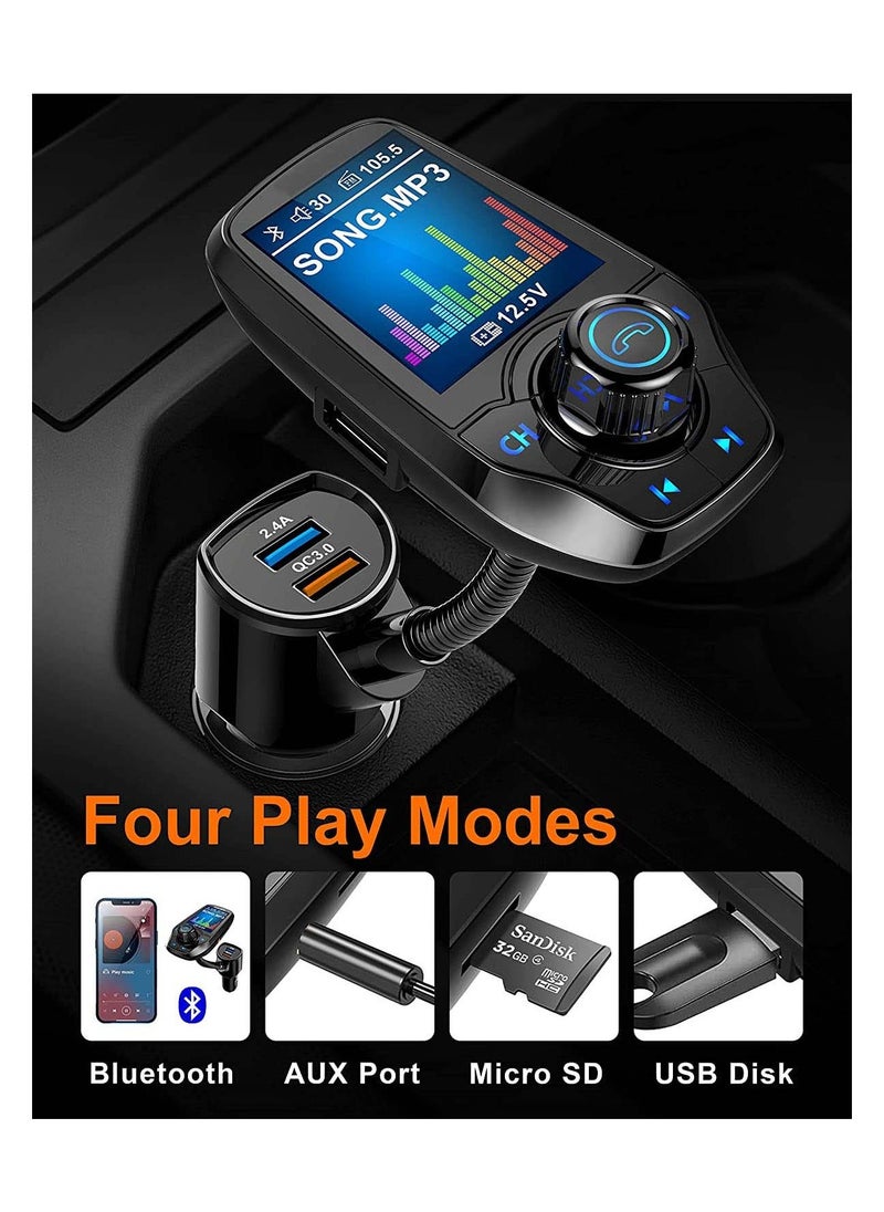 Bluetooth FM Transmitter in-Car Wireless Radio Adapter Kit W 1.8