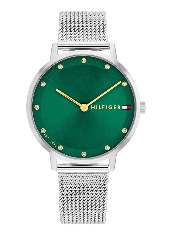 TOMMY HILFIGER ROUND ANALOG WOMEN'S GREEN CASE WATCH - 1782762