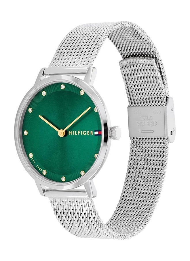 TOMMY HILFIGER ROUND ANALOG WOMEN'S GREEN CASE WATCH - 1782762