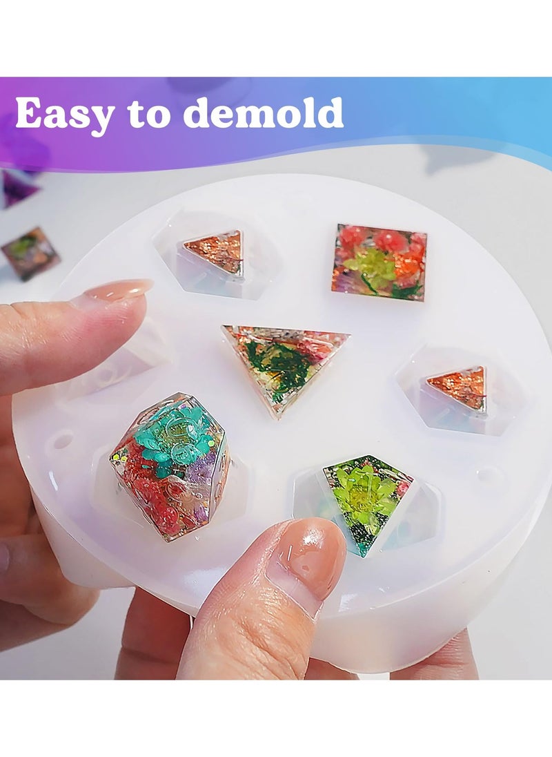 Dice Molds for Resin, Integrated DND Dice Resin Mold with 7 Standard Polyhedral Sharp Edge Dice Cavities, Easy to Making Silicone Molds for Epoxy Resin, DIY Dices Making,Level Up Your Tabletop Gaming