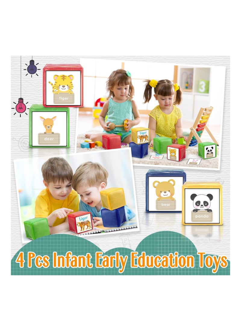 4PCS Large DIY Education Game Dice, Infant Early Education Foam Blocks Educational Playing Dice Foam Blocks DIY Large Game Dice with Pockets Soft Stacking Blocks Toys Photo Child (4.72 Inch)