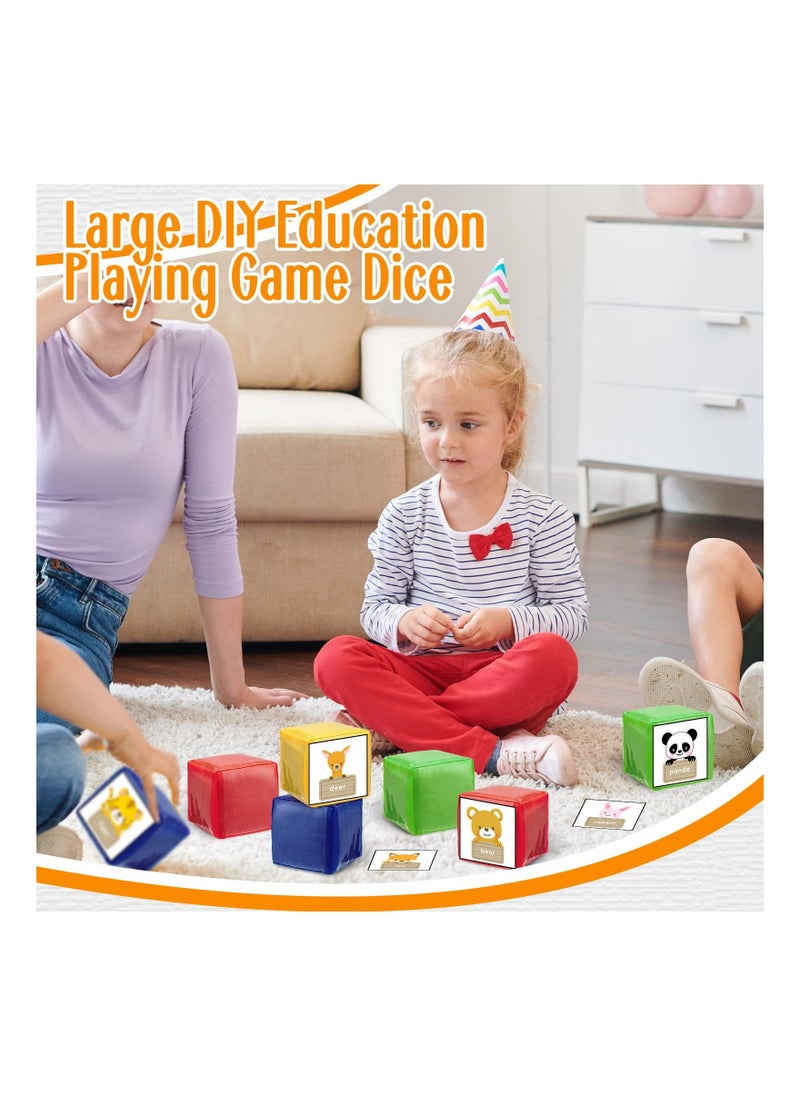 4PCS Large DIY Education Game Dice, Infant Early Education Foam Blocks Educational Playing Dice Foam Blocks DIY Large Game Dice with Pockets Soft Stacking Blocks Toys Photo Child (4.72 Inch)