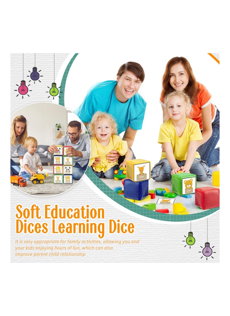 4PCS Large DIY Education Game Dice, Infant Early Education Foam Blocks Educational Playing Dice Foam Blocks DIY Large Game Dice with Pockets Soft Stacking Blocks Toys Photo Child (4.72 Inch)