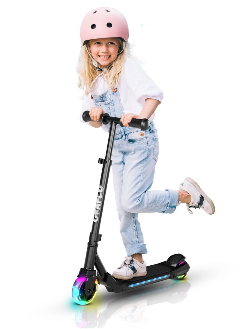 GRAFLO 2 Wheels Electric Scooter for Kids, 60W Motor, 21.6V Lithium Battery, 8KM/H Max Speed, Light-up Wheels, Height-Adjustable Handlebar, Kids Scooter with Flash Wheel & Deck Lights.