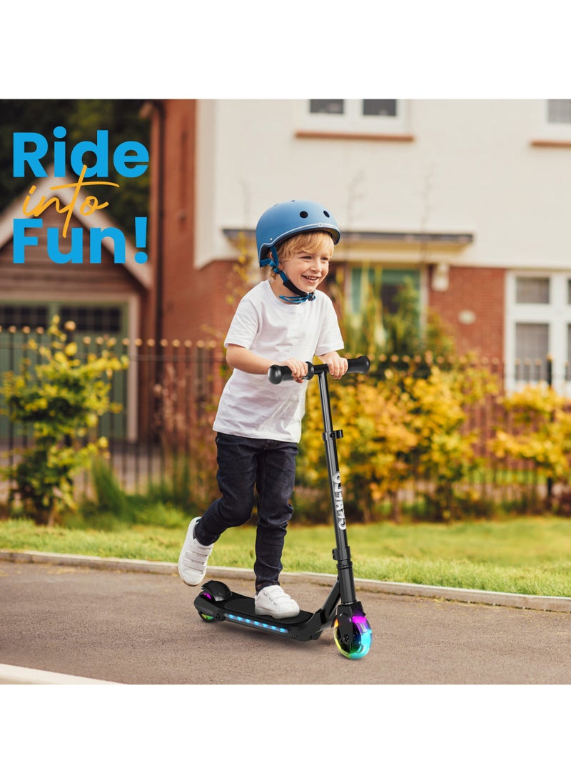 GRAFLO 2 Wheels Electric Scooter for Kids, 60W Motor, 21.6V Lithium Battery, 8KM/H Max Speed, Light-up Wheels, Height-Adjustable Handlebar, Kids Scooter with Flash Wheel & Deck Lights.