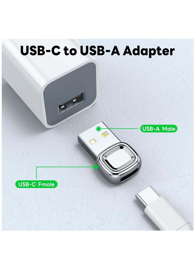 2 Pcs USB To C Adapter, C To USB Adapter, Converter For Apple Watch Ultra iWatch 7 8 9,iPhone 14 13 12 11 15 Plus Pro Max, AirPods, iPad Air,Samsung Galaxy S23 S22, Silver