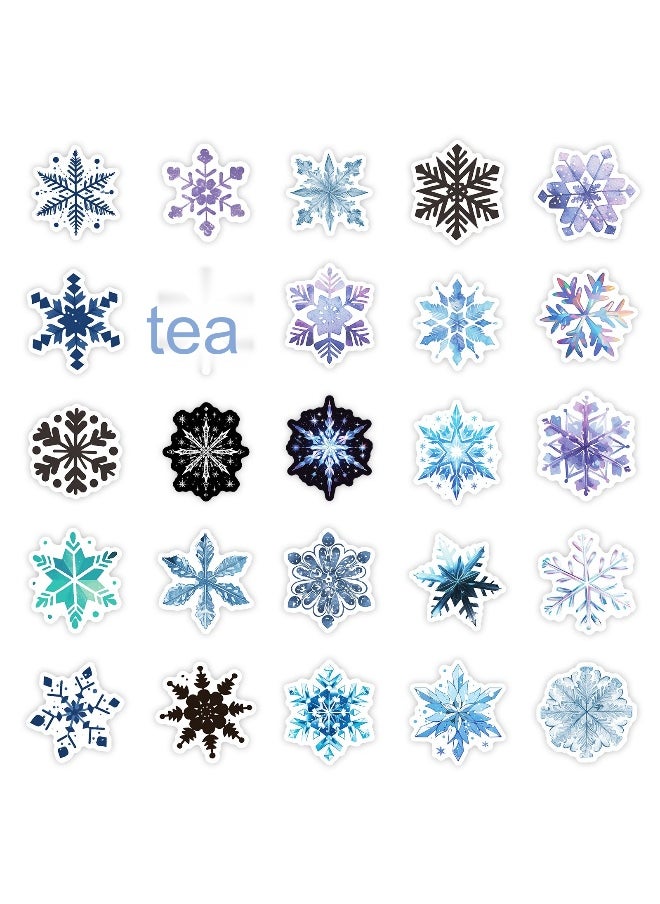 50 Colorful Snowflake Graffiti Waterproof Stickers for Luggage, Laptops, and Skateboards