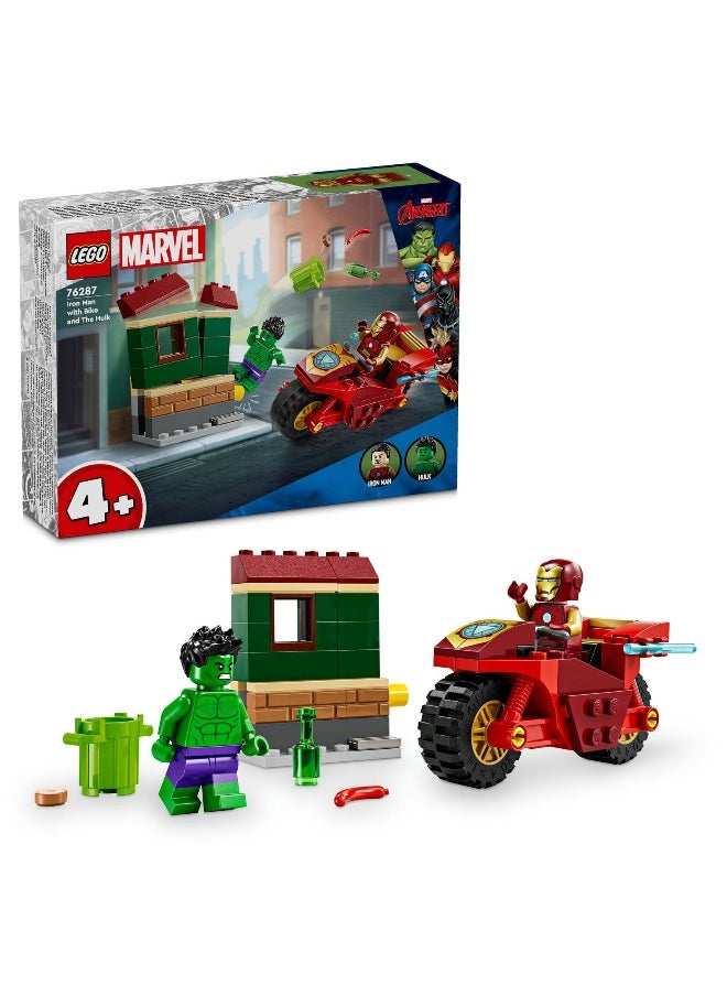 LEGO Marvel Iron Man with Bike and The Hulk Playset 76287 Building Toy Set (68 Pieces)
