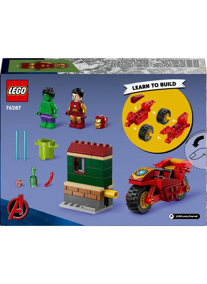 LEGO Marvel Iron Man with Bike and The Hulk Playset 76287 Building Toy Set (68 Pieces)