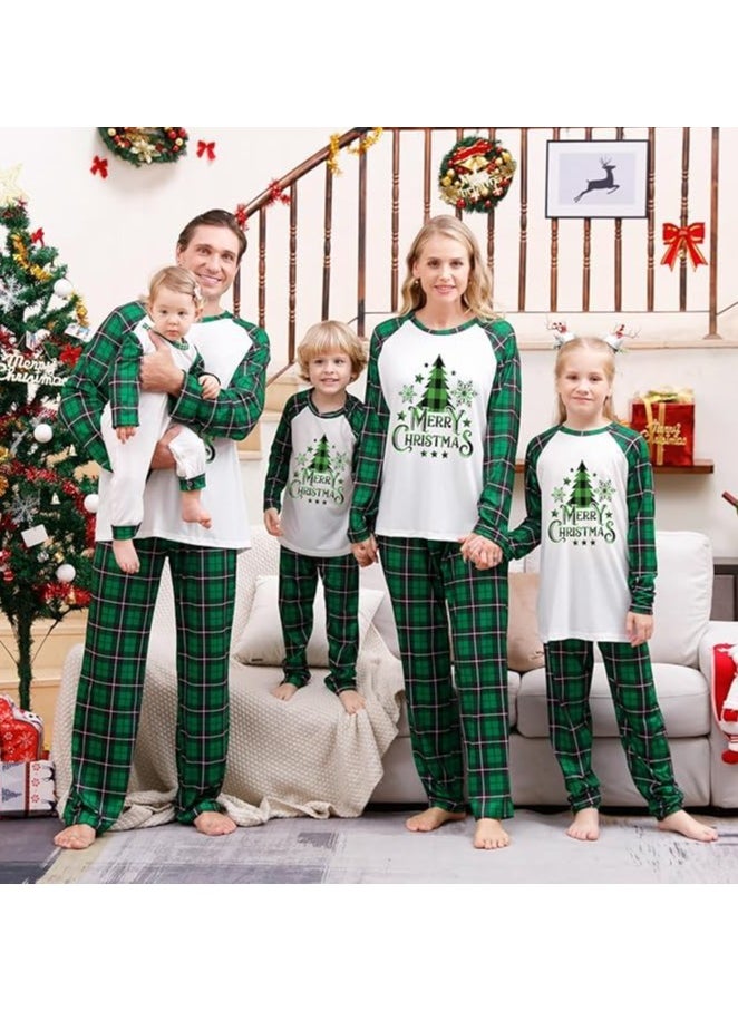 Christmas Family Matching Pajamas Classical Nightwear Sleepwear Sets Long Sleeve Pjs for for Adults Kids and Baby Holiday Xmas Sleepwear Set (Women)