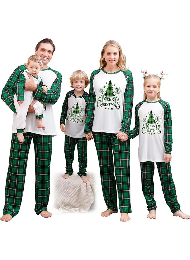 Christmas Family Matching Pajamas Classical Nightwear Sleepwear Sets Long Sleeve Pjs for for Adults Kids and Baby Holiday Xmas Sleepwear Set (Women)