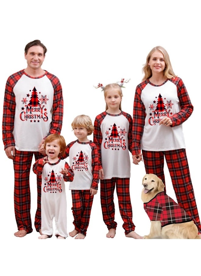 Matching Family Pajamas Sets Holiday Long Sleeve Festival Pajamas Round Neck Print Xmas Pjs Matching Set Casual Soft Home Sleepwear Loungewear