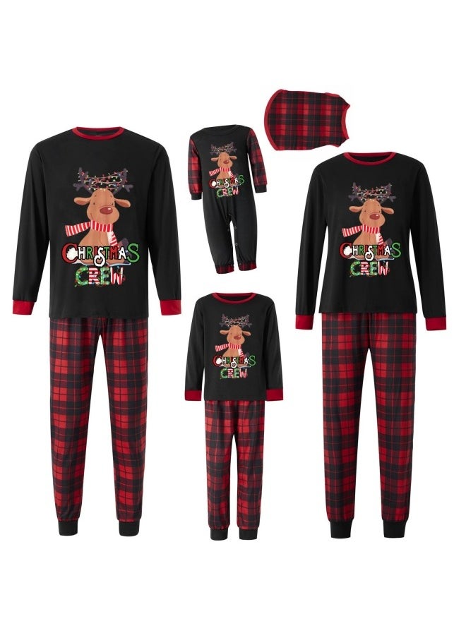 Matching Family Pajamas Sets Holiday Long Sleeve Festival Pajamas Round Neck Print Xmas Pjs Matching Set Casual Soft Home Sleepwear Loungewear