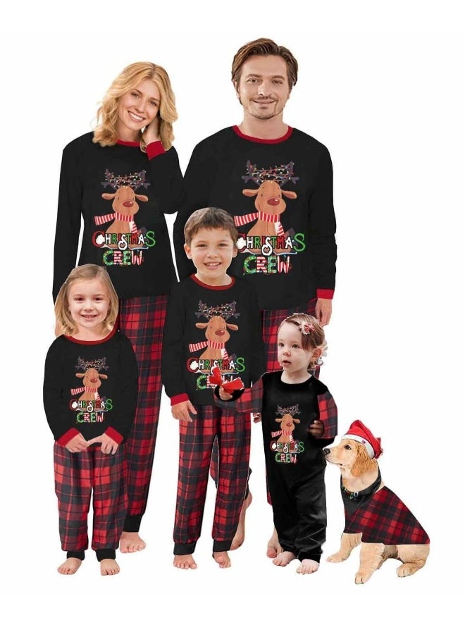 Matching Family Pajamas Sets Holiday Long Sleeve Festival Pajamas Round Neck Print Xmas Pjs Matching Set Casual Soft Home Sleepwear Loungewear