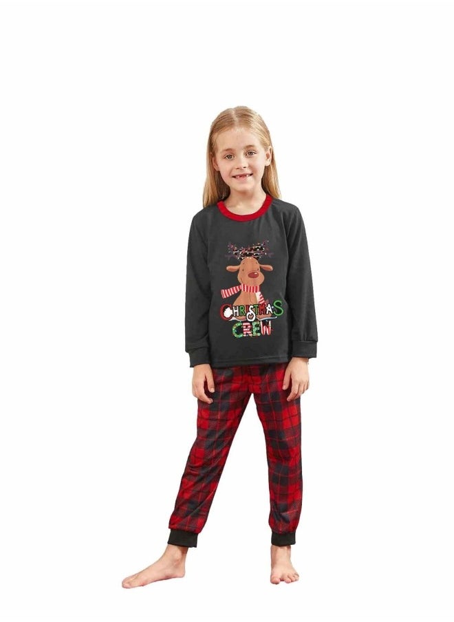 Matching Family Pajamas Sets Holiday Long Sleeve Festival Pajamas Round Neck Print Xmas Pjs Matching Set Casual Soft Home Sleepwear Loungewear