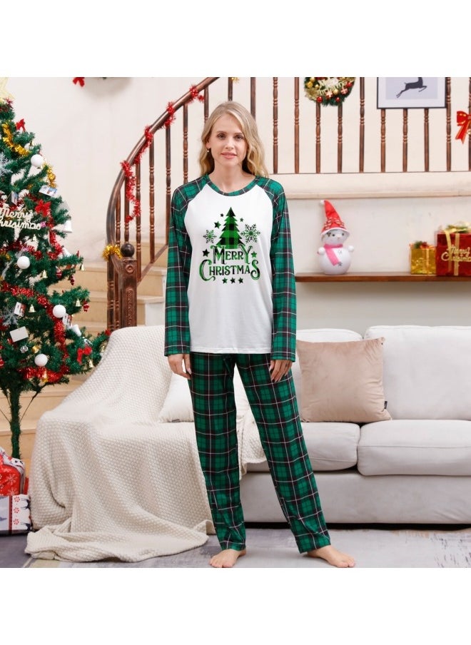 Matching Family Pajamas Sets Holiday Long Sleeve Festival Pajamas Round Neck Print Xmas Pjs Matching Set Casual Soft Home Sleepwear Loungewear