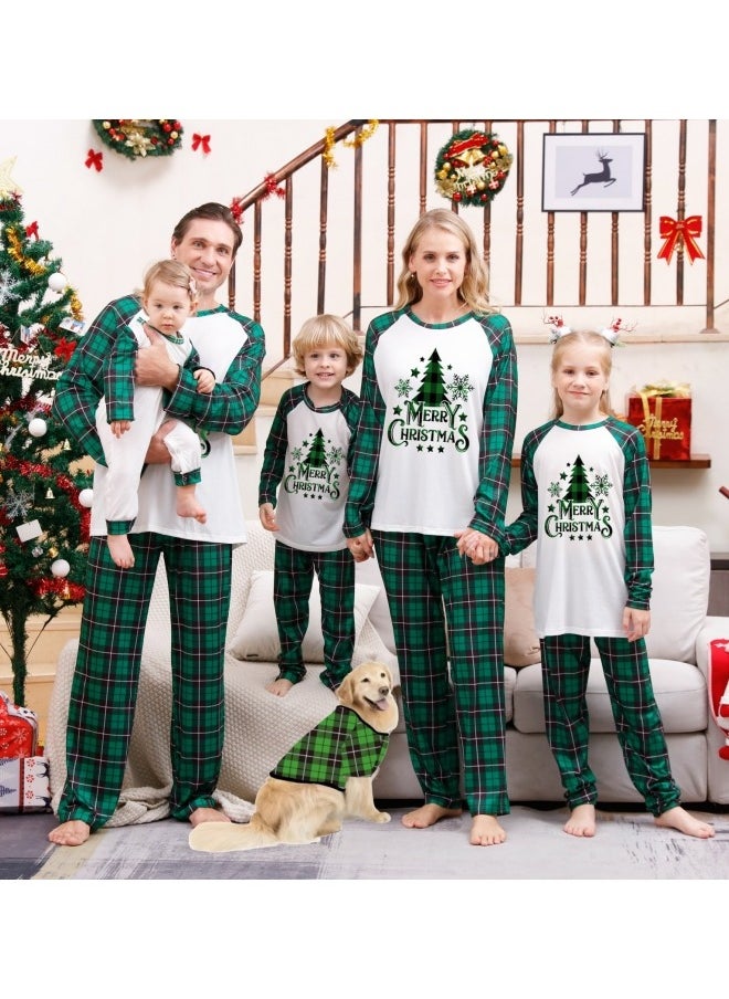 Matching Family Pajamas Sets Holiday Long Sleeve Festival Pajamas Round Neck Print Xmas Pjs Matching Set Casual Soft Home Sleepwear Loungewear