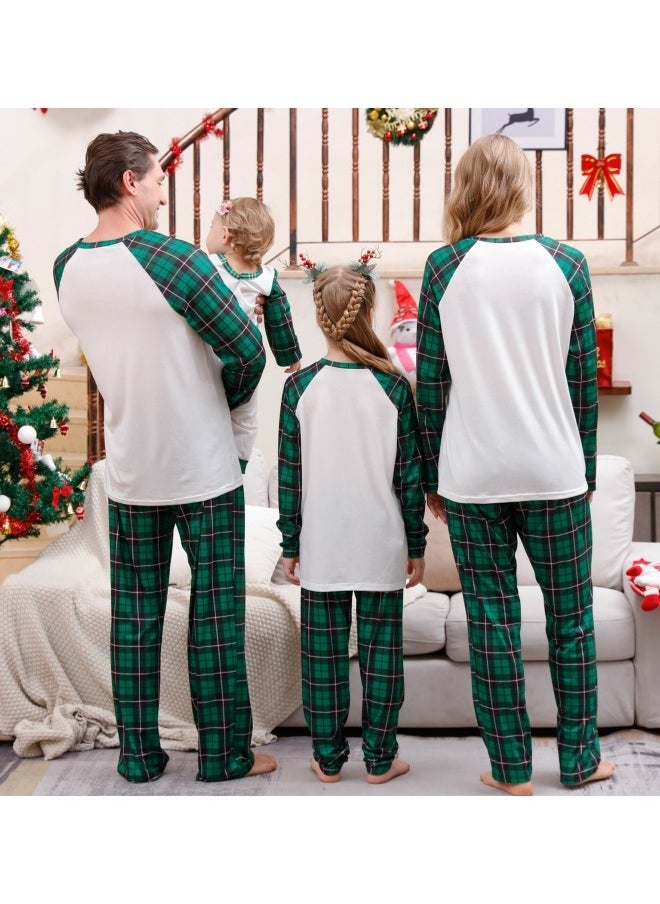 Matching Family Pajamas Sets Holiday Long Sleeve Festival Pajamas Round Neck Print Xmas Pjs Matching Set Casual Soft Home Sleepwear Loungewear