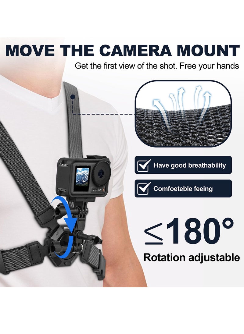 Camera Mounts and Clamps Accessories Set, Mobile Phone Chest Strap Harness, for DJI OSMO Action Camera,Compatible for Insta360 X3/X2/One R/RS for GoPro Hero Series (Chest Strap)