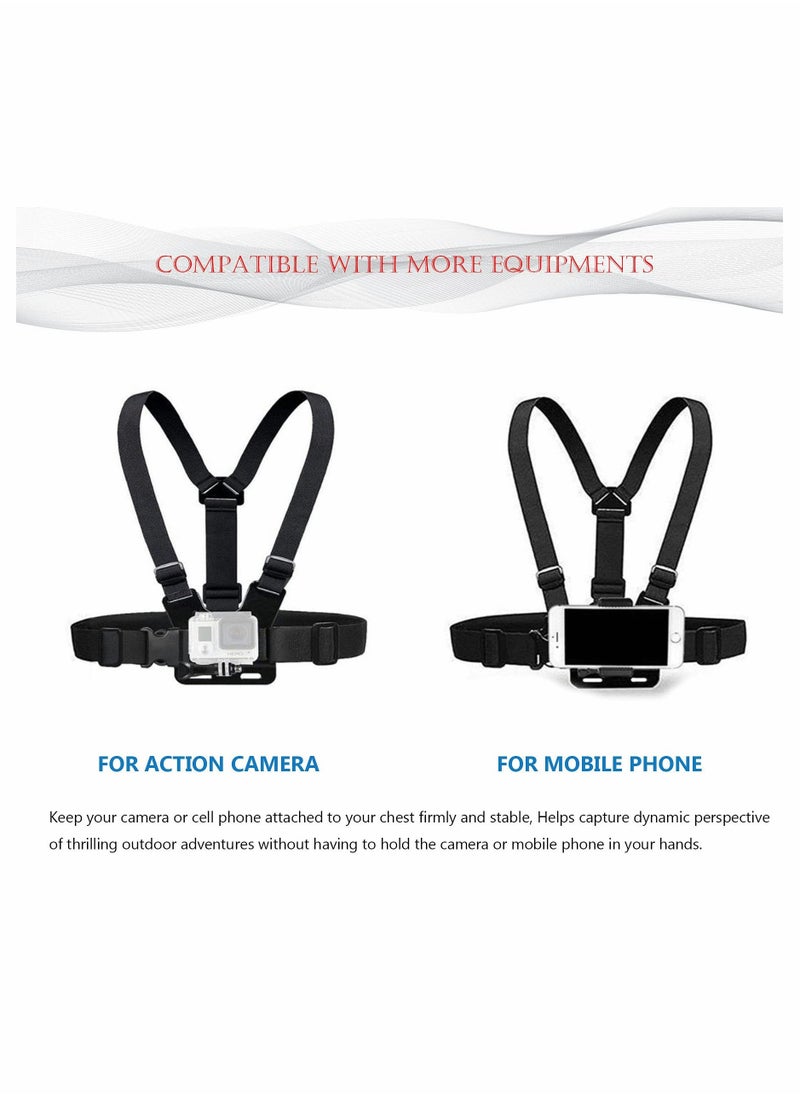 Camera Chest Mount Strap Harness for Adjustable Cell Phone with Sports Installation Bracket kit Mobile Backpack Clip Holder