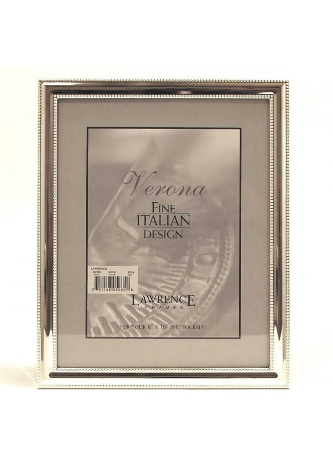 Lawrence Frames 510780 Metal Picture Frame Silver-Plate with Delicate Beading, 8 by 10-Inch