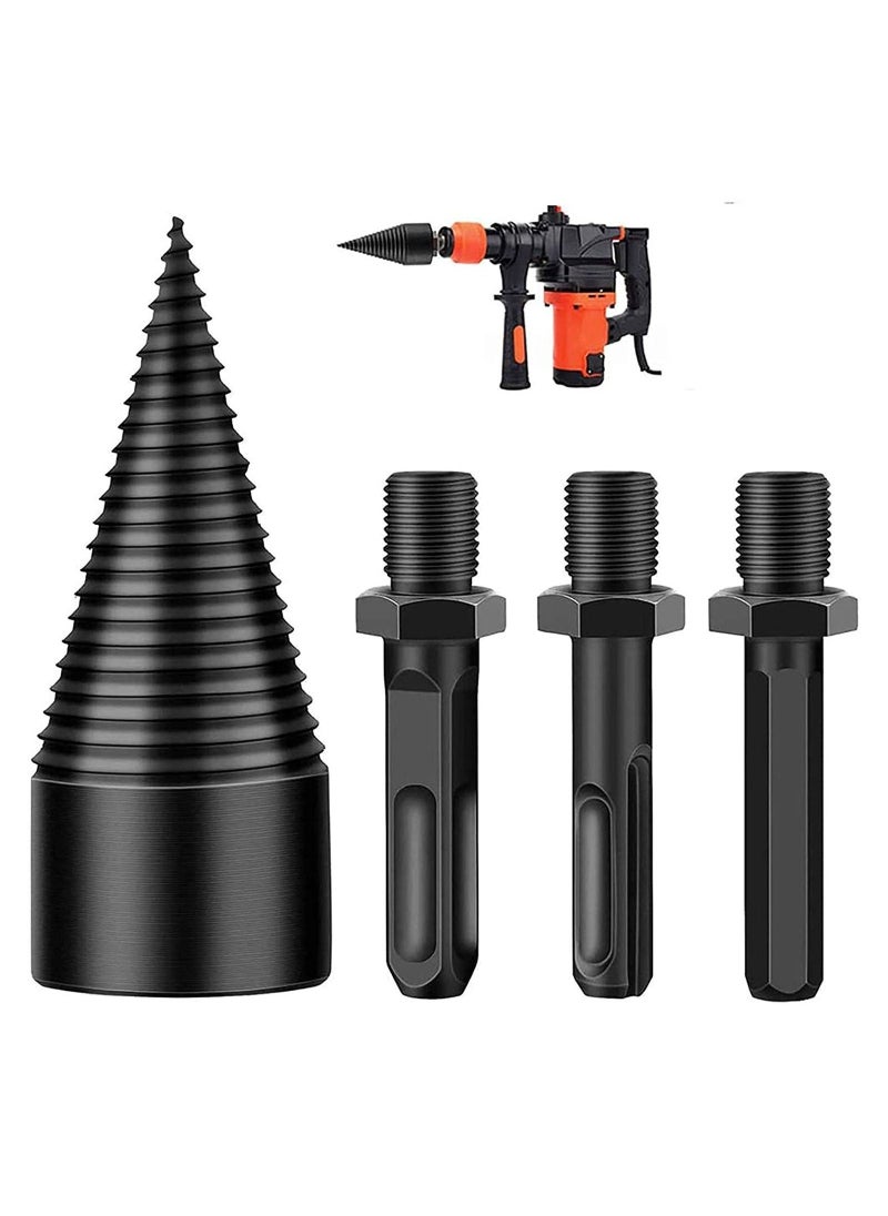 Firewood Log Splitter Drill Bit Set, Wood Splitter Drill Bits, Removable Firewood Log Splitter Drill Bit, for Hand Drill Stick-hex+Square+Round,for Household Removable Wood Electric Drill