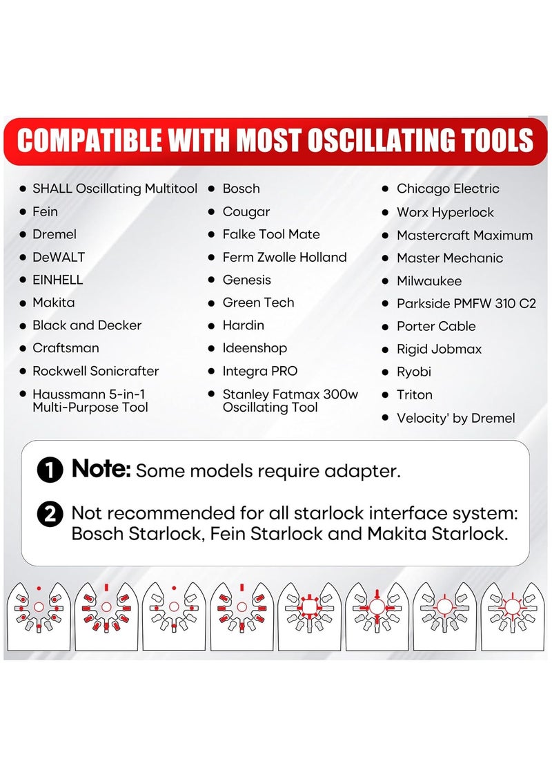 102PCS Multitool Blades, Oscillating Multi Tool Accessories kits, HCS & Bi-Metal Blades, Sanding Pad, Sandpaper, Scraper, Carbide Grit Rasp, Dremel/Bosch/C-Clip Adapter, Storage Case Included