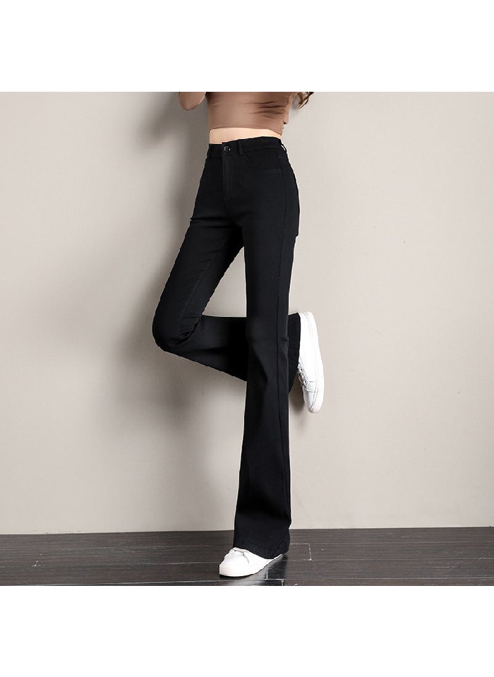2023 Autumn Winter Tall Stretch Flare Slim Black Casual Pants for Women 53113 extension