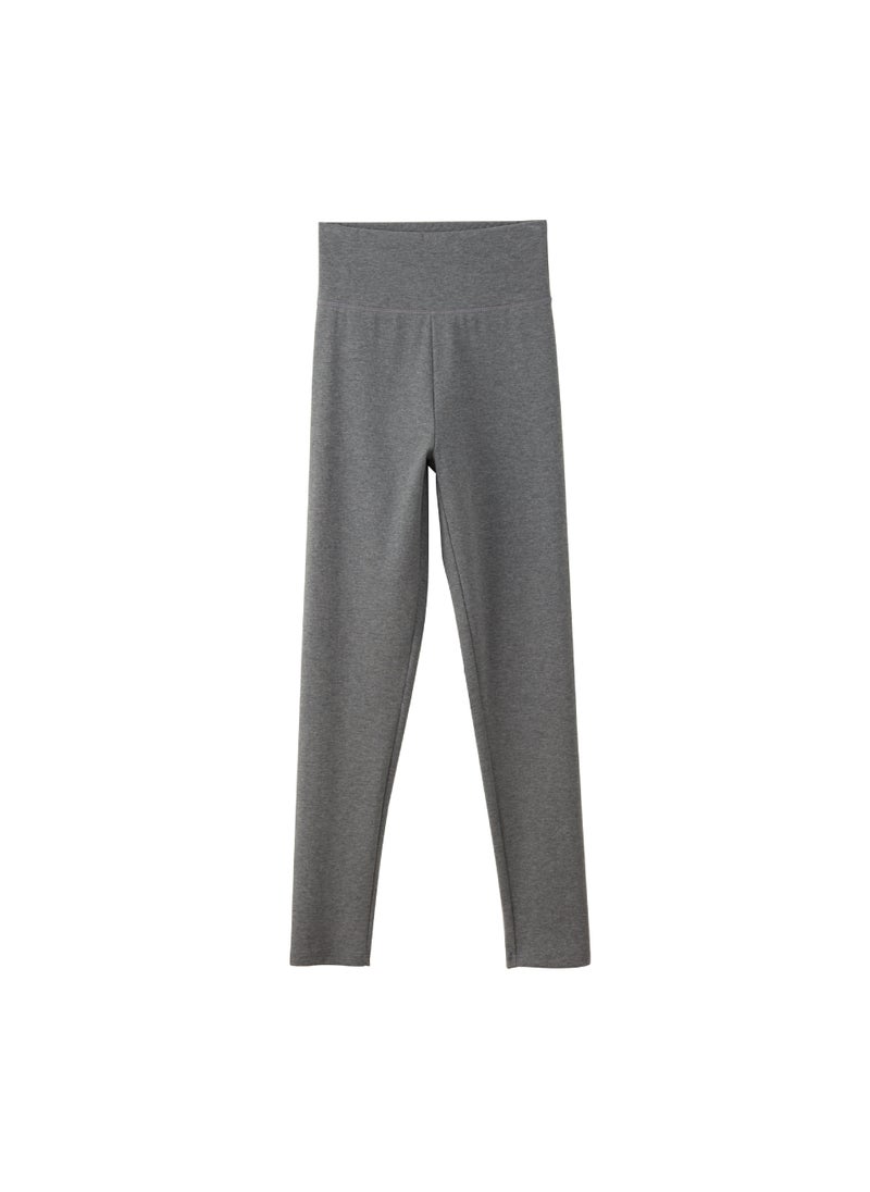 Tangge Cotton Silk Blend Elastic Waist Leggings Women Light hemp ash