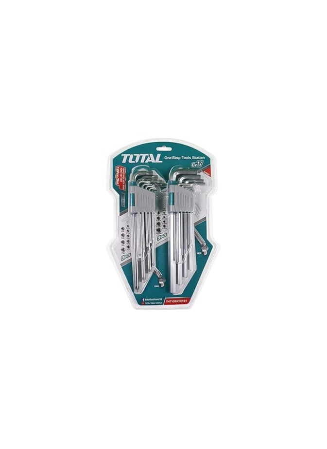 Total Portable Hex Key and Torx Key Set - 18PCS S2 Tools with Extra-Long Arms for Versatile Fastening and Basic Home Repair And General Applications