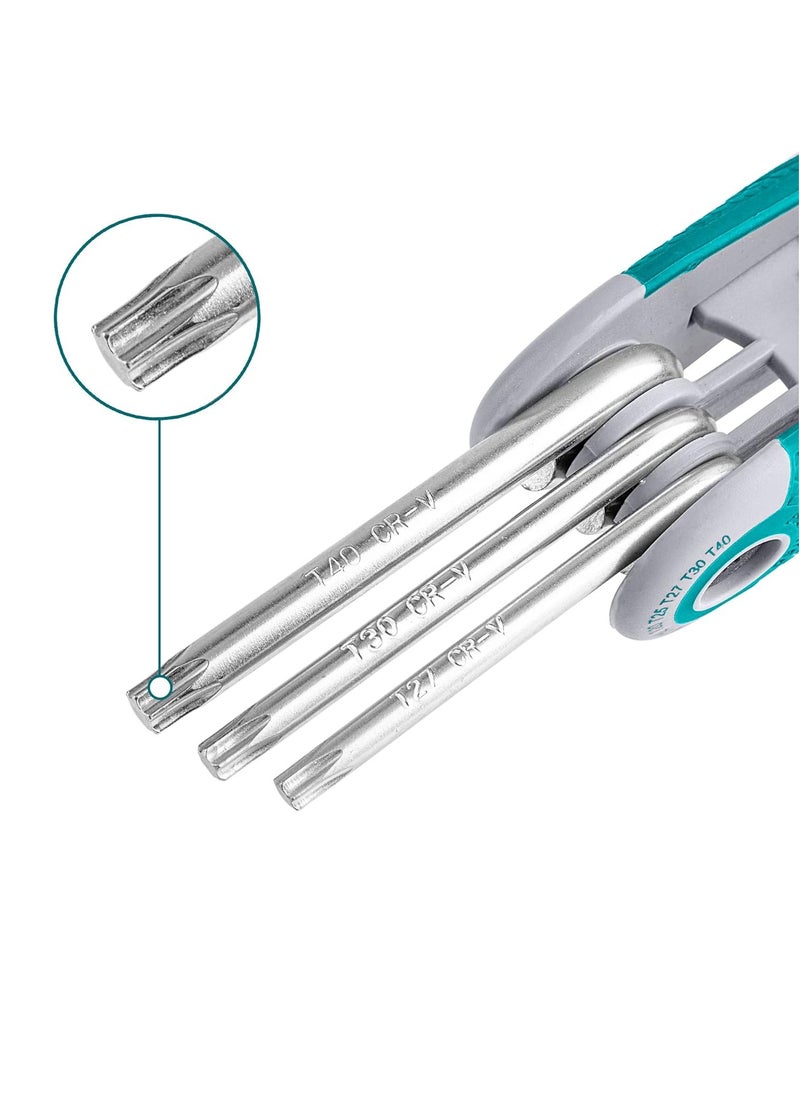 Total Torx Key Wrench Set - 8PCS Cr-V Pocket Tools for Precision Fastening and Versatile Portable Hex Set For Basic Home Repair And General Applications