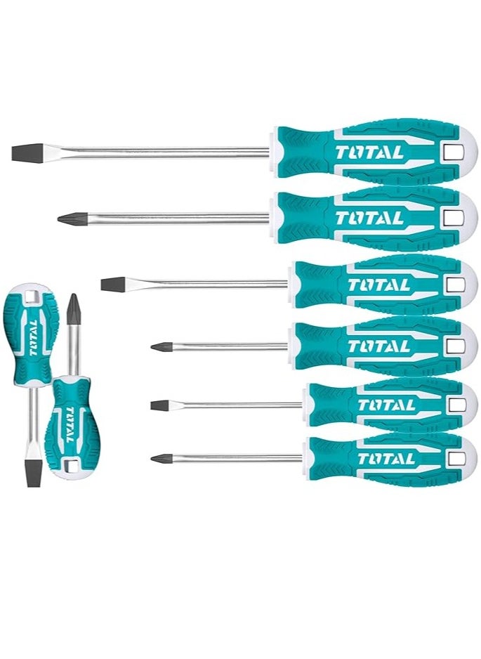 Total 8 PCS Screwdriver Set – High-Quality CR-V Hand Tools with Ergonomic Handle for Home and Professional Use