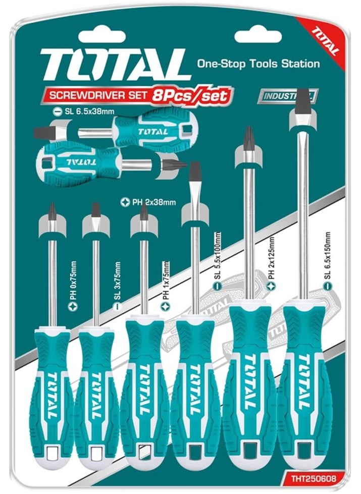 Total 8 PCS Screwdriver Set – High-Quality CR-V Hand Tools with Ergonomic Handle for Home and Professional Use