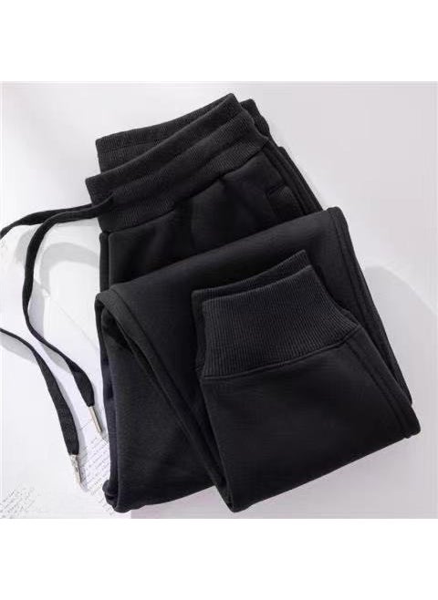 Thickened Fleece Sweatpants for Women, Elastic Waist, Casual Autumn Winter Gray