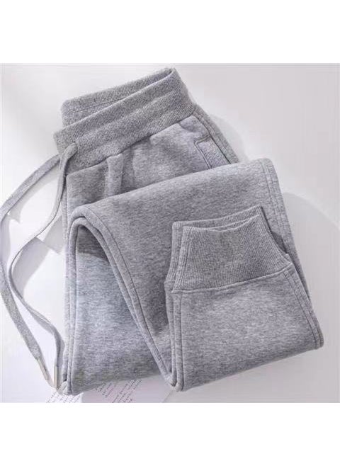 Thickened Fleece Sweatpants for Women, Elastic Waist, Casual Autumn Winter Gray